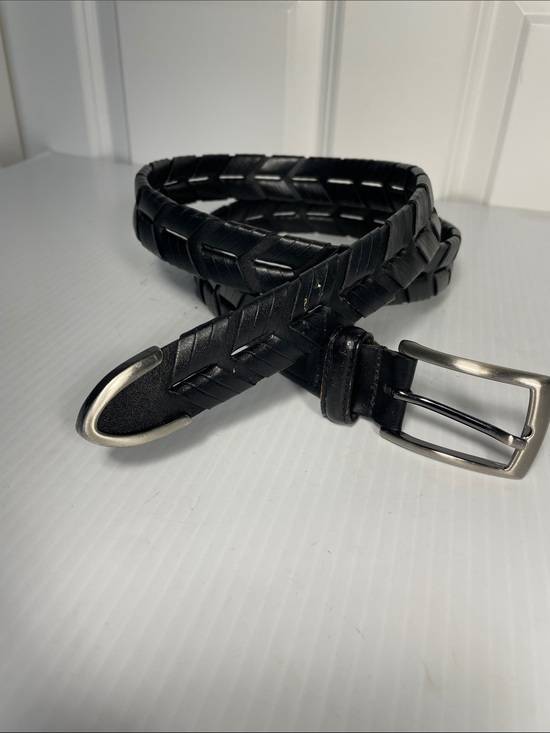 Other - Genuine Leather Bonded Lacing Men’s Belt Size 42 Black Silver Buckle and Tip